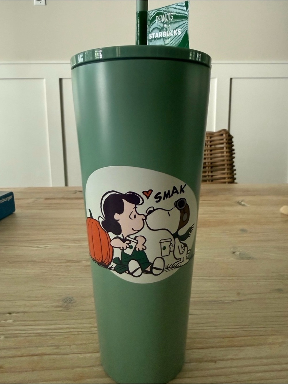Starbucks Green Peanuts Stainless Travel Tumbler with Snoopy Artwork